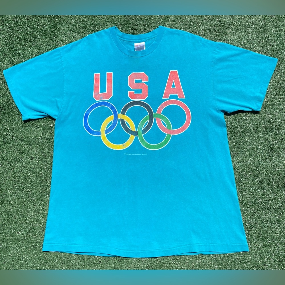 Vintage 1996 Team USA Olympics Large Logo Teal Single Stitch T-Shirt Men’s XL